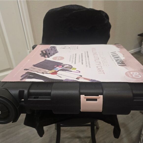 Vanderbilt Collapsible Rolling Utility Cart- Rose/Black - Picture 4 of 5